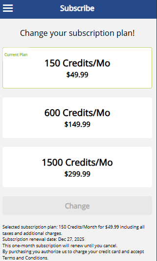 How can I change my membership subscription package?